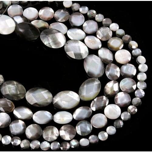 Natural Black Scallop Shell Beads Faceted Round Shape Charms for Making DIY Jewelry Necklace Bracelet Accessories