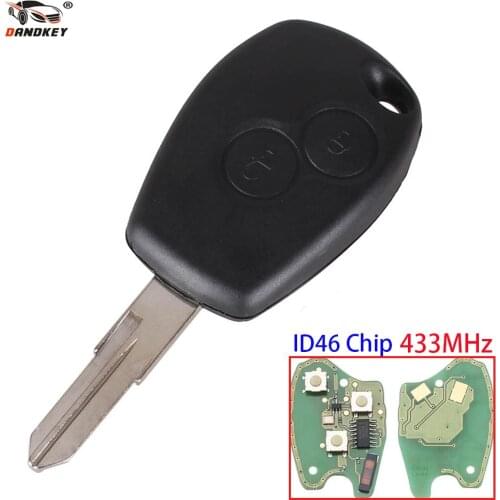 Dandkey Remote Car Key 433MHz 2 Buttons Keyless For Renault Megane Modus Clio Kangoo Logan PCF7947 PCF7946 Fob Case VAC102 Blade