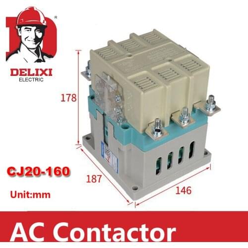 DELIXI 160A AC Contactor 3 Phase CJ20-160 2NO 2NC Coil Voltage AC 220V 380V