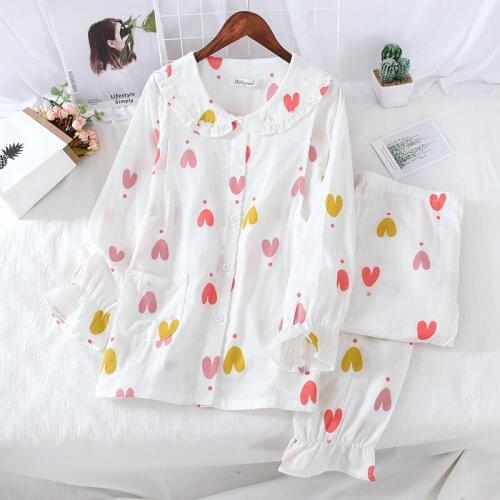 Guaze Cotton Maternity Pajamas Breastfeeding Sleeping Clothes Women Spring Autumn Long Sleeve Pregnancy Clothes Sleep