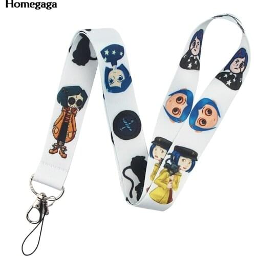 Homegaga Coraline Cartoon Lanyard Cool keys Keychains Holder USB ID Badge Holder Mobile Phone Neck Strap Gift for Friends D2565