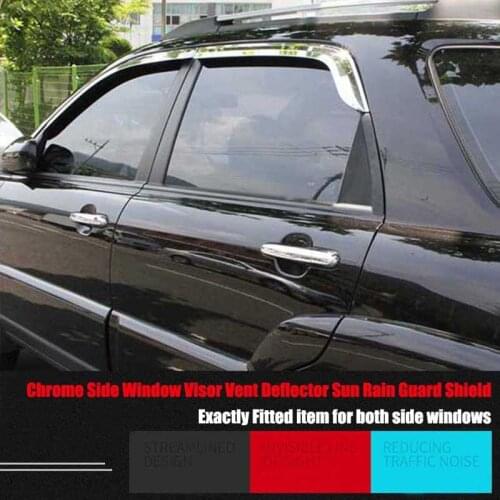 Brand New 1 Set Windows Chrome Vent Visors Rain Guard Sun Shield Deflectors For Kia Sportage