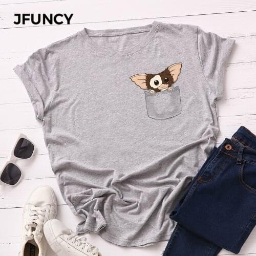 JFUNCY Cute Print Women Oversized T-shirts Plus Size Short Sleeve Casual Loose Woman Tee Tops Female Summer Cotton Tshirt