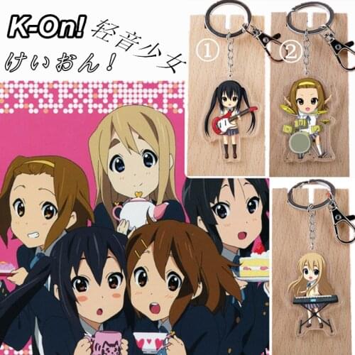 K-On! Keychains Mio Akiyama Key Chain Ritsu Tainaka Keyring Tsumugi Kotobuki Anime Pendent Cartoon Action Figures Toys for Kids