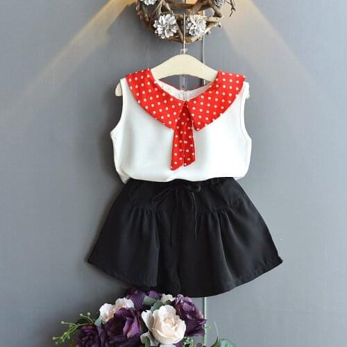 Dulce Amor Baby Girls Clothes Set Summer Girls Polka Dots Print Neckline Clothes Sleeveless Shirt+Shorts 2Pcs Baby Girl Outfits