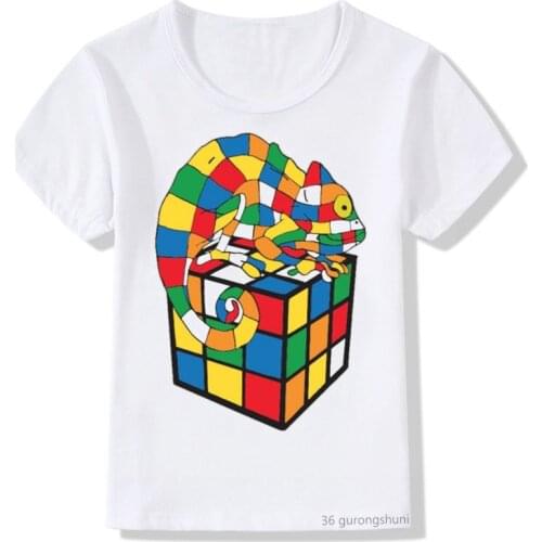 Cute boys t-shirt Funny Exploding Cube graphic print kids tshirt summer vogue tee toddler baby t shirt tops harajuku girls tee