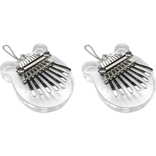 2Pcs 8 Keys Mini Kalimbathumb Piano Crystal Kalimba Acrylic Finger Piano Musical Instrument for Kids Adult Beginners
