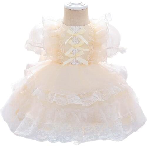 Newborn First Communion Birthday baby Girls Handmade Dress Flower Exquisite Dress Princess Toddler Baptism Cake Girls Dress