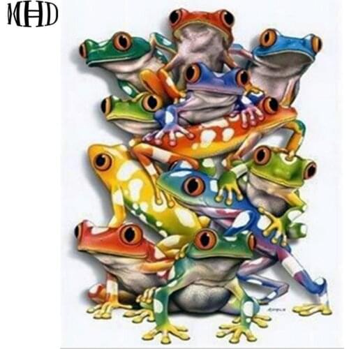 Full Frog Rhinestone DIY Diamond Painting Full & Round 3D Diamond Cross Stitch Rhinestone 5D Diamond Embroidery 2018 new 40x50cm