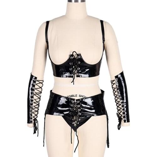 NEW Fashion Patent Leather Harness Belts for Women Pastel Goth Sexy Lingerie Hot Suspenders Nightclub Outfit Body Bondage Crop