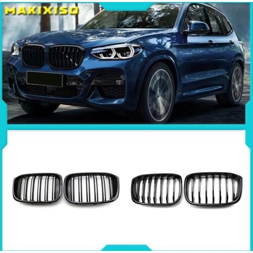 1 Pair Front Grille Kidney Grill 1 Slat For BMW G01 G02 G08 X3 X4 2018 2019 2020 Car Styling Gloss Matte black Racing Grills
