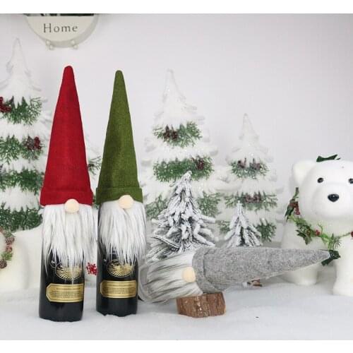 Christmas Wine Bottle Caps Christmas Decoration for Family Holidays Wine Bottle Cap Decoration Gift Bag Faceless Old Man Doll LH