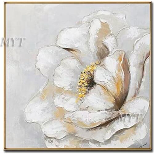 Sliver White Flowers No Framed Pure Hand-painted Top Quality Abstract Oil Painting On Canvas Handmade Pictures Oil Painting
