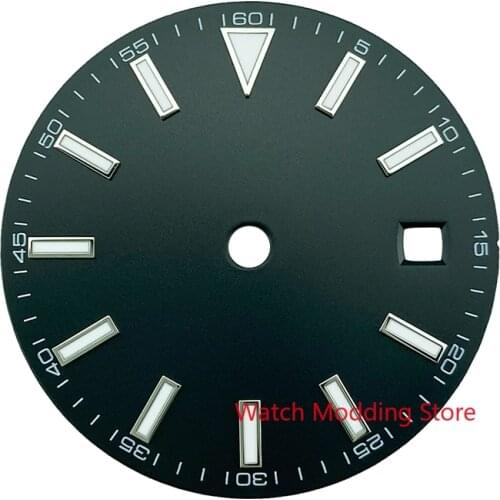 Blue Luminous 29mm Black/White Sterile Watch Dial 5-Minute Milgauss Style With Date Fit ETA2824 Miyota8215 Mov't