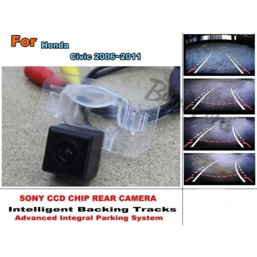 Car Trajectory Intelligent Car Tracks Parking Assistance For Honda Civic 2006~2011 CCD HD Night Vision Rear View Camera