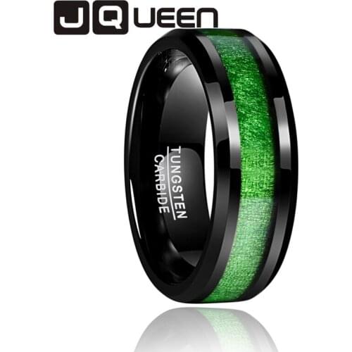Vintage mens jewelry rings with green line Inlaid Maple Electroplated Black Tungsten Steel Ring for sale