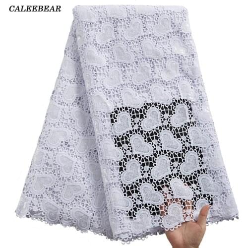 Water Soluble African Nigerian White Guipure Cord Lace Fabric 2021 High Quality Cord Lace With Sequins For Party Dress Sew S2410