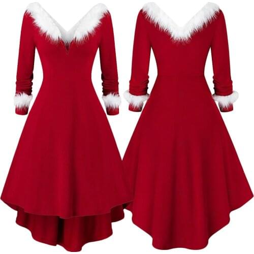 Woman Festival Christmas Santa Elf New Year Xmas Red Dresses Girls Cosplay Costume Princess Party Role Play Dress Make Up Outfit