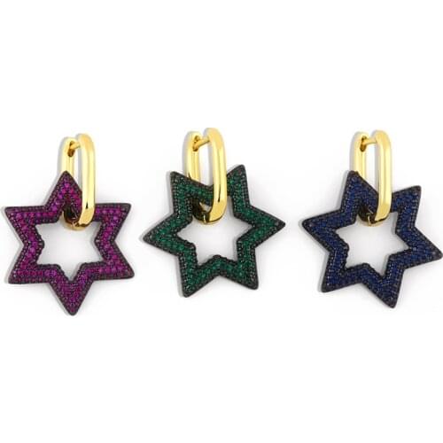 OCESRIO multiple Colour Hexagram Star Hoop Earrings Women CZ Jewelry Colorful Earring Hoops For Women Birthday Gifts erha008