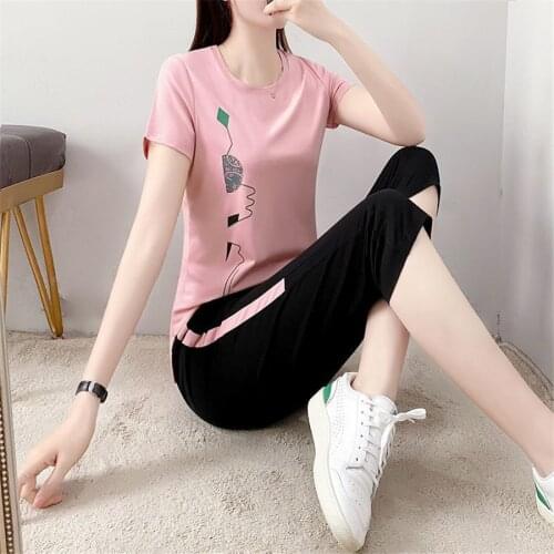 2021 Summer Two Piece Outfits Tracksuits for Women Plus Size Big Pants Suits and Top sportswear Clothing