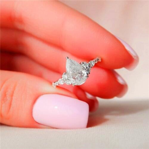 RandH 100% 18K White Gold 10*6.5mm GRA DEF Color 1.5Carat Pear Cut Moissanite Half Band For Women Anniversary Moissanite Ring