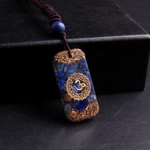Women Healing Meditation Necklace Natural Stone Lapis Lazuli Pendants Necklaces Orgone Energy Pendulum Amulet For Radiesthesia