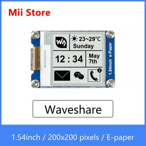 Waveshare 1.54 inch E-Ink display black/white e-paper 200x200 resolution SPI interface, for Raspberry Pi Support Partial Refresh