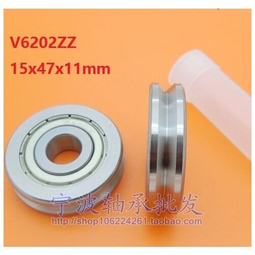 10pcs/lot V6202ZZ V6202 ZZ 6202VV 15x47x11mm V groove ball bearing guide track roller wheel pulley bearing 15*47*11mm