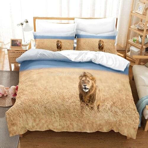 Luxury Lion Printed Home Living 2/3Pcs Comfortable 3d Printed Duvet Cover Set Pillow Case EU/US/AU/UK Size Animal Bedding Sets