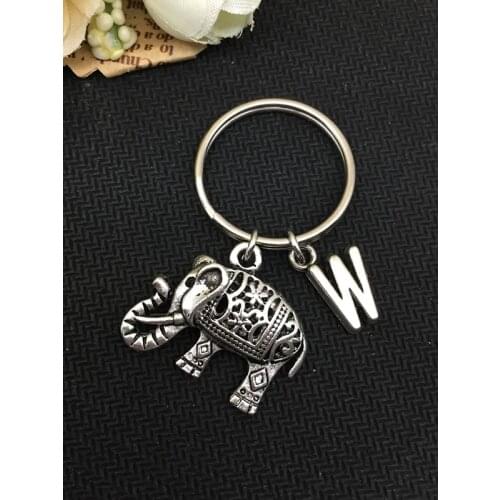 2018/fashion hot models alloy pendants elephant personalized English alphabet key ring