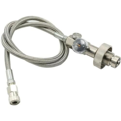 DMC Tank Fill Adapter Quick Disconnect for Scuba Fill Station W/36" Stainless High Pressure 1/8 Stainless Steel Braided Hose 8MM