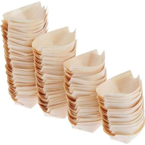 Promotion - Party Wedding Supplies, 130mm Disposable Sushi/Salad/Dessert Bowl Pine Wood Boat, 50/Pack