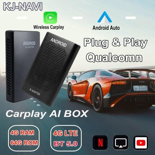 Wireless Mirror Link For Apple CarPlay AI Box 4GB+64GB, Universal Car Android Multimedia Player Box, Plug and Play, Auto TV Box