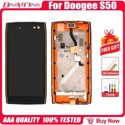 BingYeNing New Original For Doogee S50 Touch Screen + LCD Display+Frame Assembly Replacement