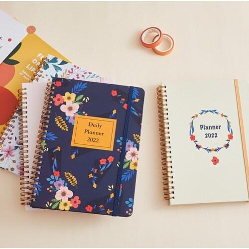 2022 A5 English schedule book with divider page time management weekly plan spiral notebook planner notebooks and journals
