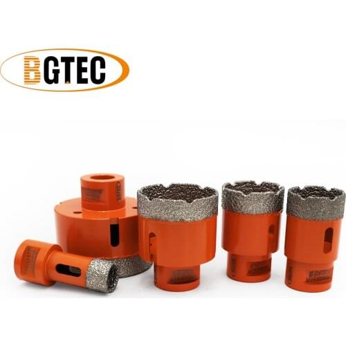 BGTEC 5pcs 20/35/40/50/68mm M14 Vacuum Brazed diamond drilling Drill core bits dry Hole Saw for drilling porcelain tile,marble