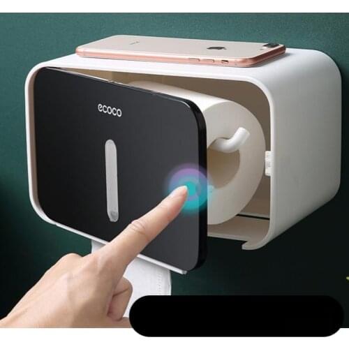 Toilet Paper Holder Towel Wall-mounted Storage Box Bathroom Accessories Tray Roll Tube Free Punch