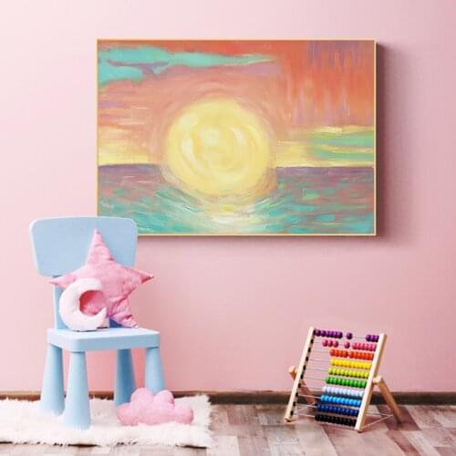Baby Nursery Wall Art Canvas Painting Poster Print Cartoon Abstract Color Sun Nordic Picture for Kids Children Bedroom Decor