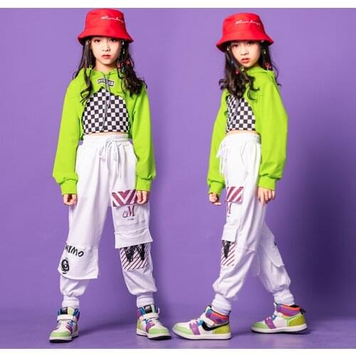 Kids Carnival Hip Hop Clothing Hoodie Sweatshirt Crop Tops Tank Top Tactical Cargo Pants for Girls Dance Costume Rave Clothes