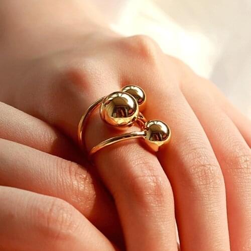 GorGor Rings Women Alloy Material Pattern Golden Ball Interstellar Orbit Adjustable Creative Fashion Party Jewelry DKJ-1040