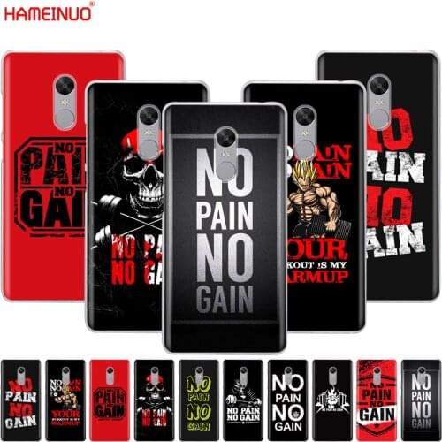HAMEINUO no pain no gain Gym and Fitness Quote Cover phone Case for Xiaomi redmi 5 4 1 1s 2 3 3s pro PLUS redmi note 4 4X 4A 5A
