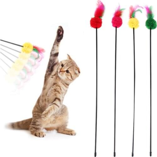 5PCS Cat Toys Make A Cat Stick Feather Teaser Toys for Cat Kitten Catcher Interactive Training Products for Cats Pet Supplies