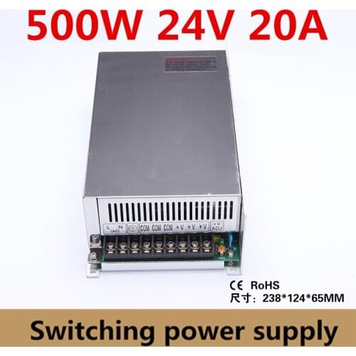 Switching power supply 500W 24V 20A Single Output For CNC Router Foaming Mill Cut Laser Engraver Plasma LED Light cctv smps
