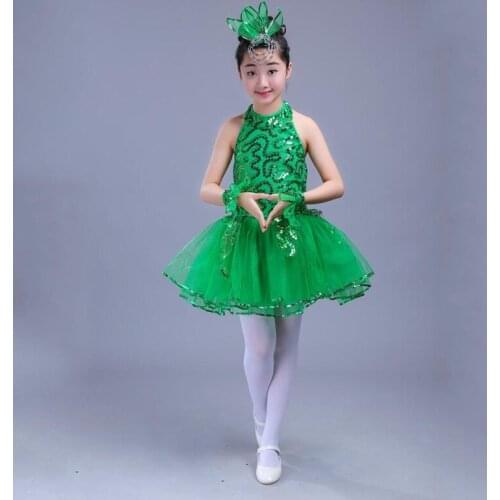 Green Girls Ballet Dress For Children Girl Jazz Dance Costumes For Girls Dance Girl Performance Costume Stage Dancewear