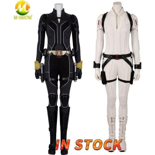 Superheroine Widow Cosplay Natasha Romanoff Costume Black White Battle Suit Women Outfit for Halloween Carnival Party Any Size