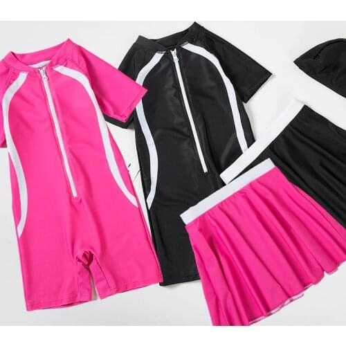 Girl Swimwear One Piece Swimsuit Sunblock Beach Wear Kids Bathing Suits With Skirt Hot Spring Surfing Clothing Children Swimsuit