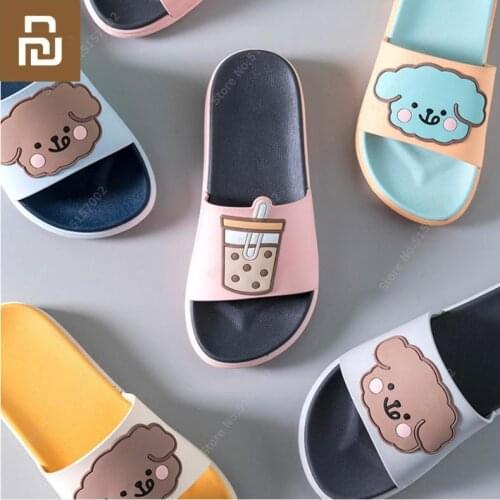 Xiaomi Summer Couple Slipper Cute Cartoon Non-slip Bathroom Slippers Female Male Flat Slippers Soft PVC Home Slides Sandles New