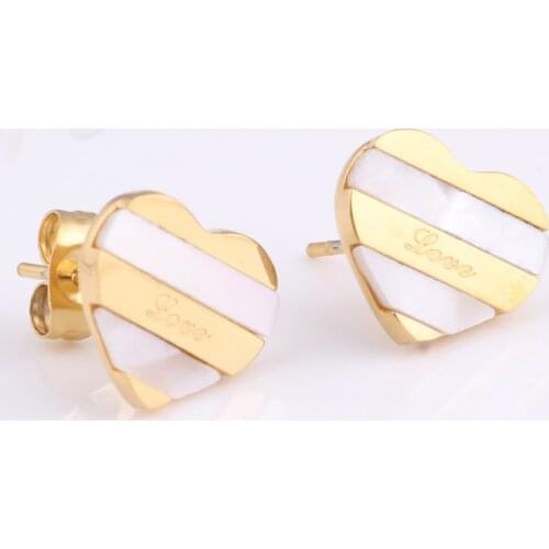 2021 Hot-selling Simple Gold Titanium Steel Heart LOVE Earrings Crystal from Austrian Fit Women and female For Wedding