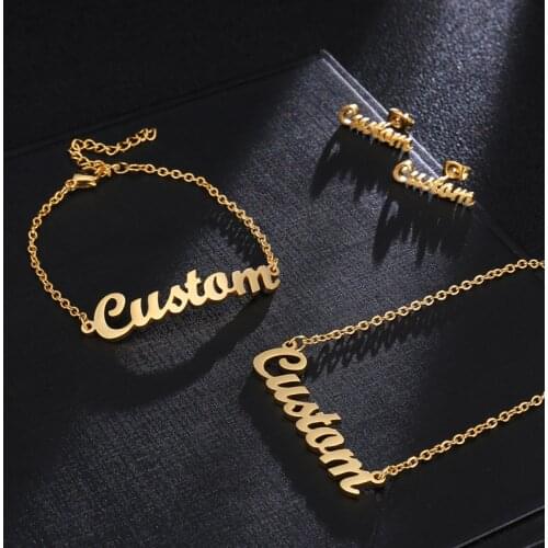 MOFLO Personalized Gold Silver Customized Letter Pendant Necklace Stainless Steel Custom Name Necklace