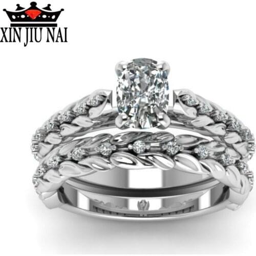 Shiny AAA Zircon Wheat Rings for Women European Fashion Simple Engagement Wedding Ring Set elegant Party diamond Jewelry